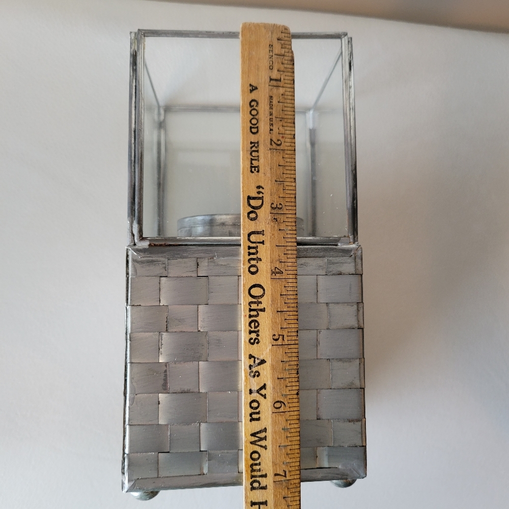 2 NIB Iron & Glass Basket Weave Candle Holders ~ Made in Mexico ~ Pretty! - Picture 16 of 16